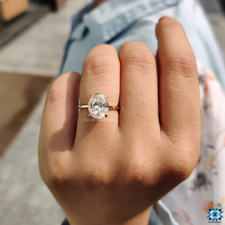 Timeless two-tone moissanite engagement ring.