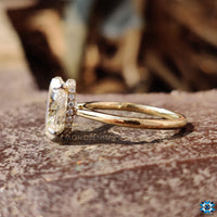 Elegant oval cut moissanite engagement ring.