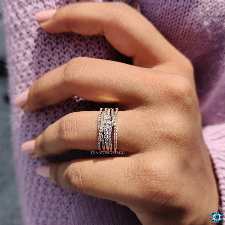 Round moissanite ring with classic beauty.