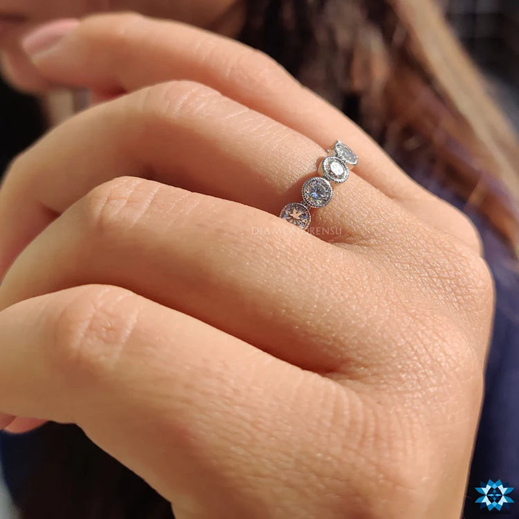 Eternity wedding band featuring continuous stones.