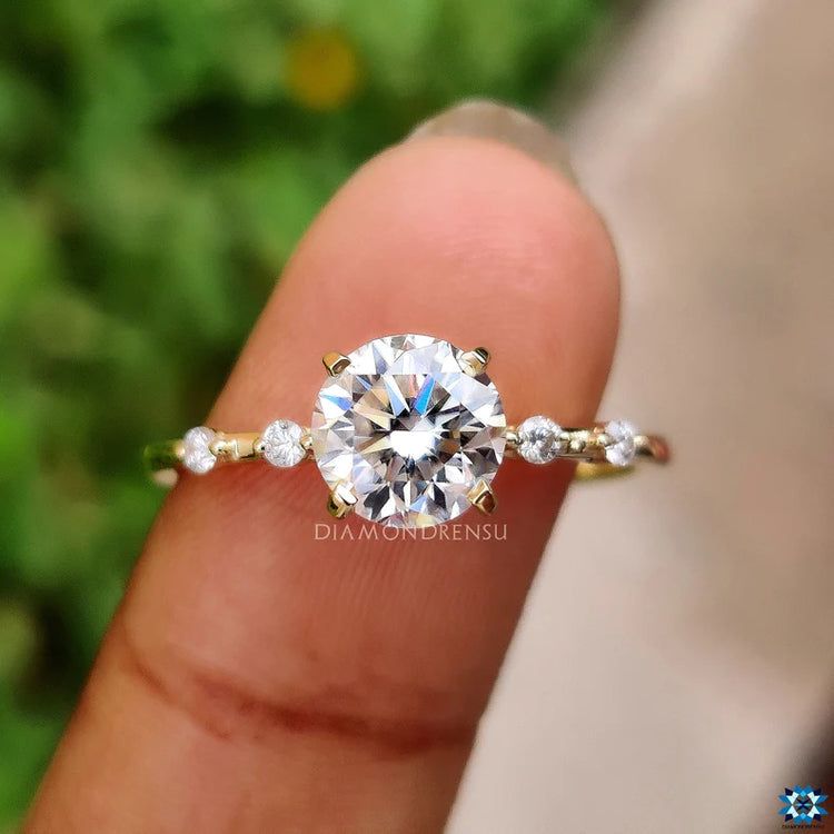 Distance pave engagement ring creates stunning brilliance.