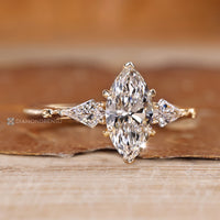 Tapered shank paired with two V prong setting.