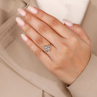 Lab grown diamond completes this handmade marquise ring wedding band.