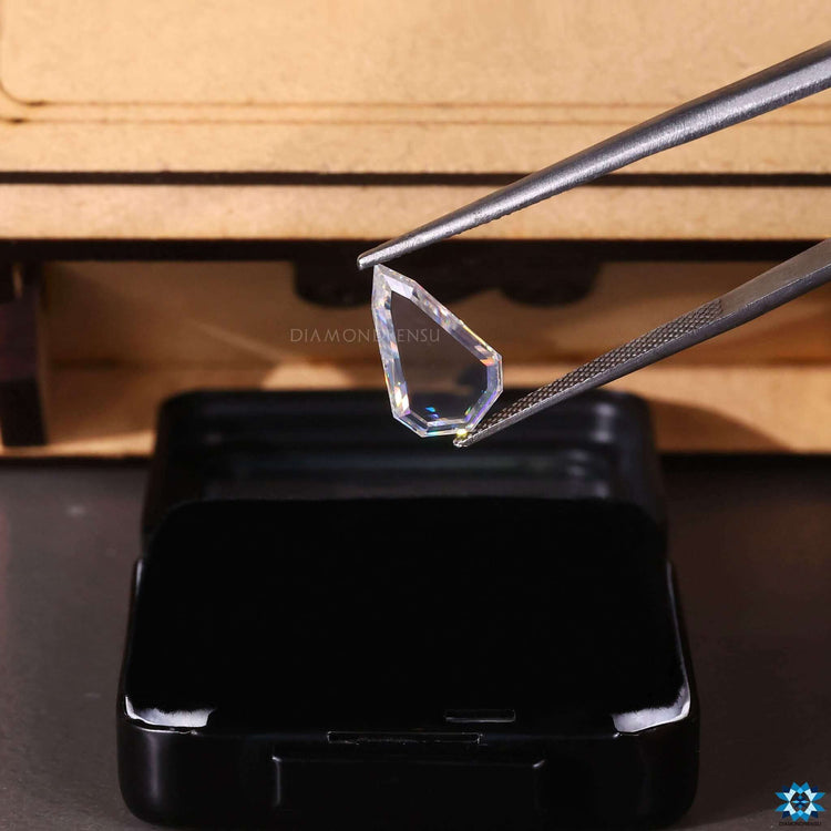 Pear Portrait Cut moissanite stone with 2 carat size.