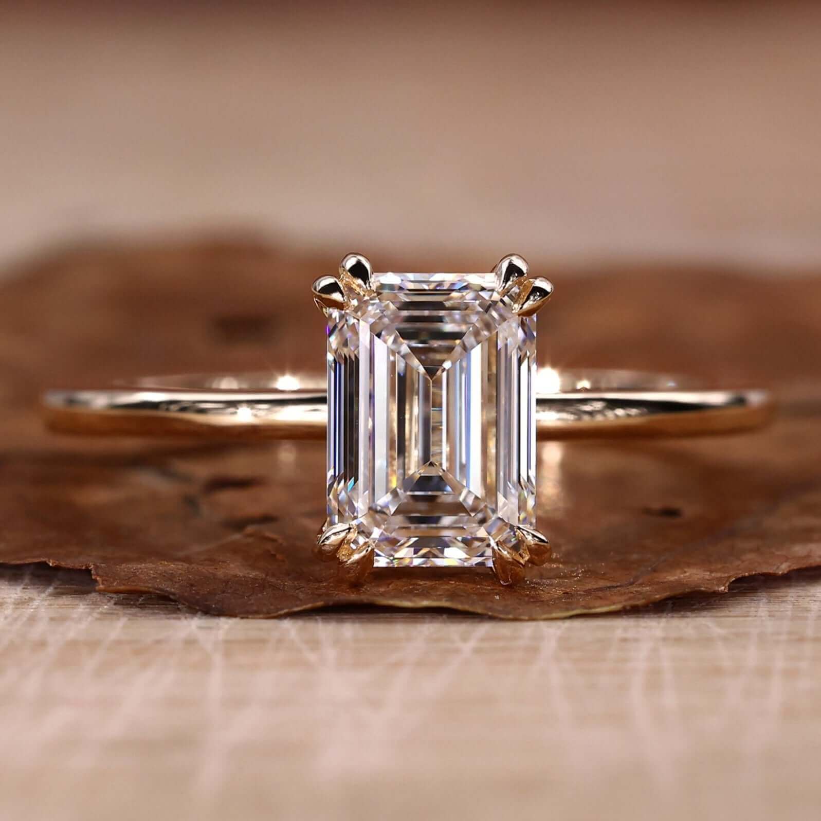 Emerald Cut Diamond Ring, Solitaire Engagement Ring