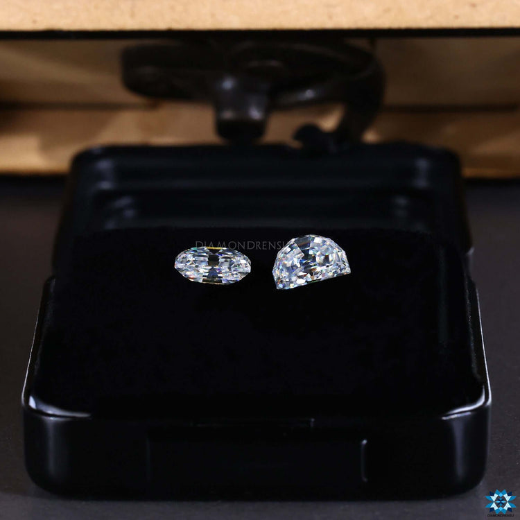 Moissanite stones crafted in Half Moon Step Cut with matching Pair Of Stones.
