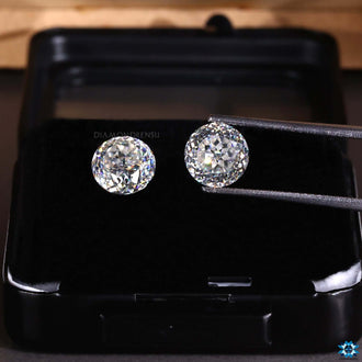 Pair for Portuguese cut moissanite available as loose stones in various carat weights.