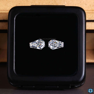 Pair for coffin cut moissanite available as loose stones in various carat weights.