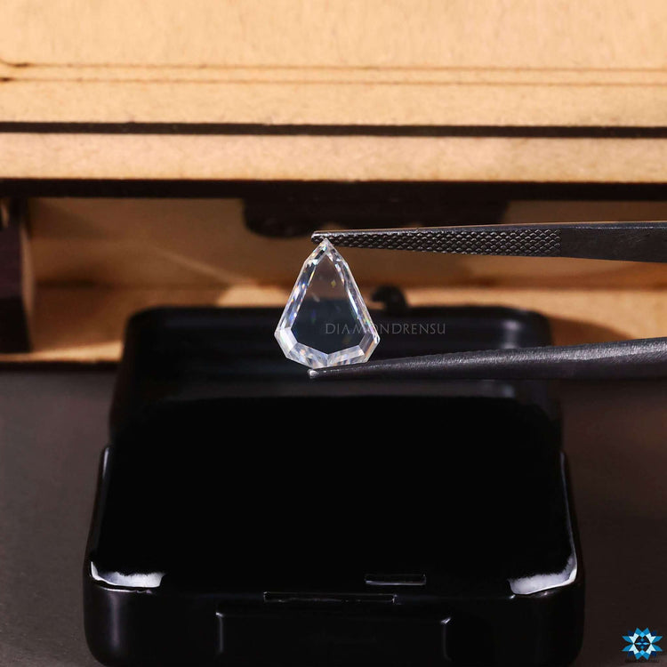 2 carat moissanite stone in Pear Portrait Cut design.