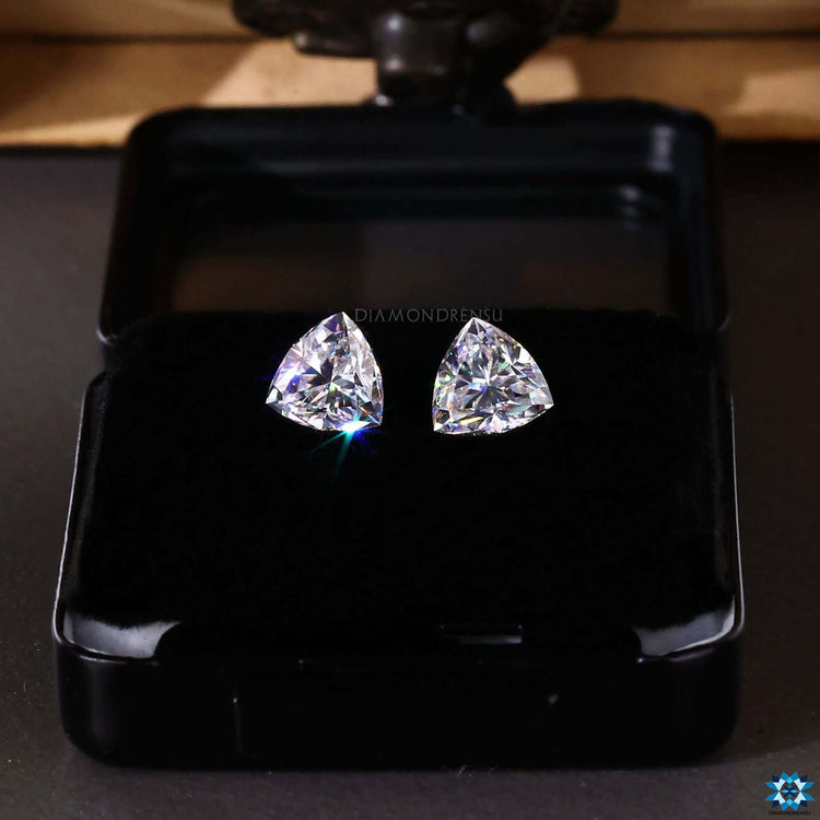 Diamondresnu Moissanite Stone, Trillion Cut loose pair.