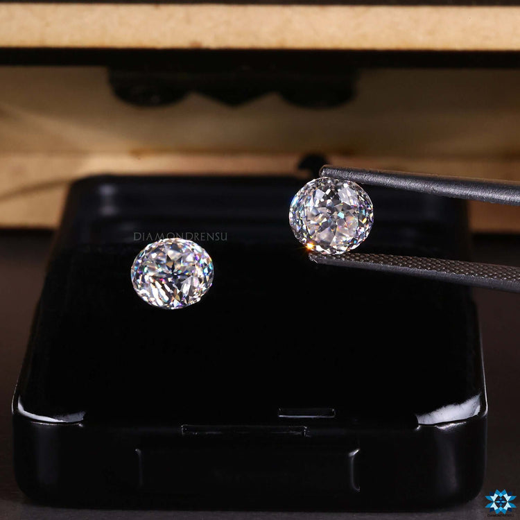 Buy a pair of antique cut Portuguese Rensu moissanite loose stones from Diamondrensu.