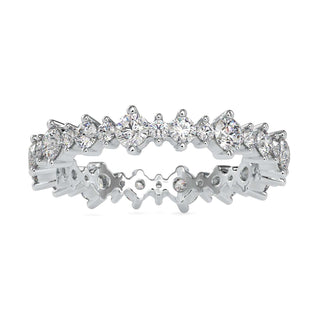 Lab grown eternity band with round cut diamond and floating bubble design.