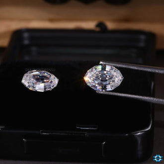 Moval Step Cut Moissanite pair, ideal for earrings.
