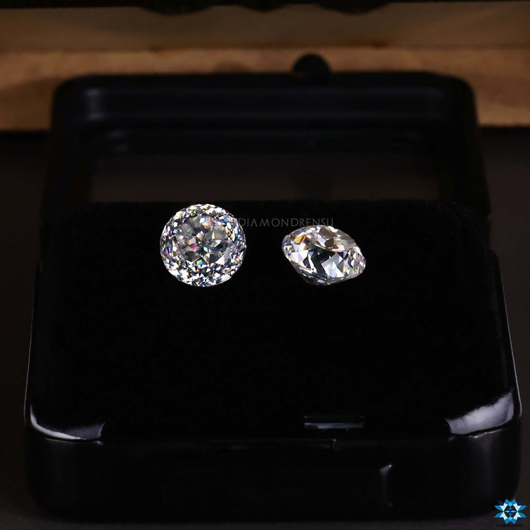 Diamondrensu offers a pair of Portuguese Rensu cut moissanite stones for custom jewelry.