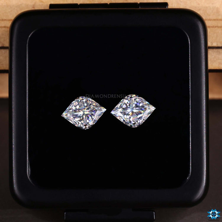 Antique Flame Cut Moissanite stone pair, perfect for earrings.