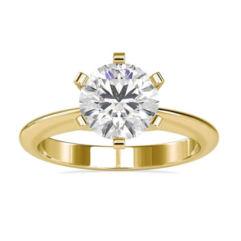 Six prong engagement ring with a 2 carat round diamond center