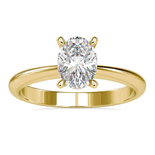 Solitaire oval engagement ring featuring timeless elegance and simplicity.
