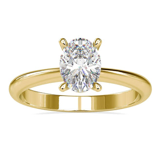 Solitaire oval engagement ring featuring timeless elegance and simplicity.