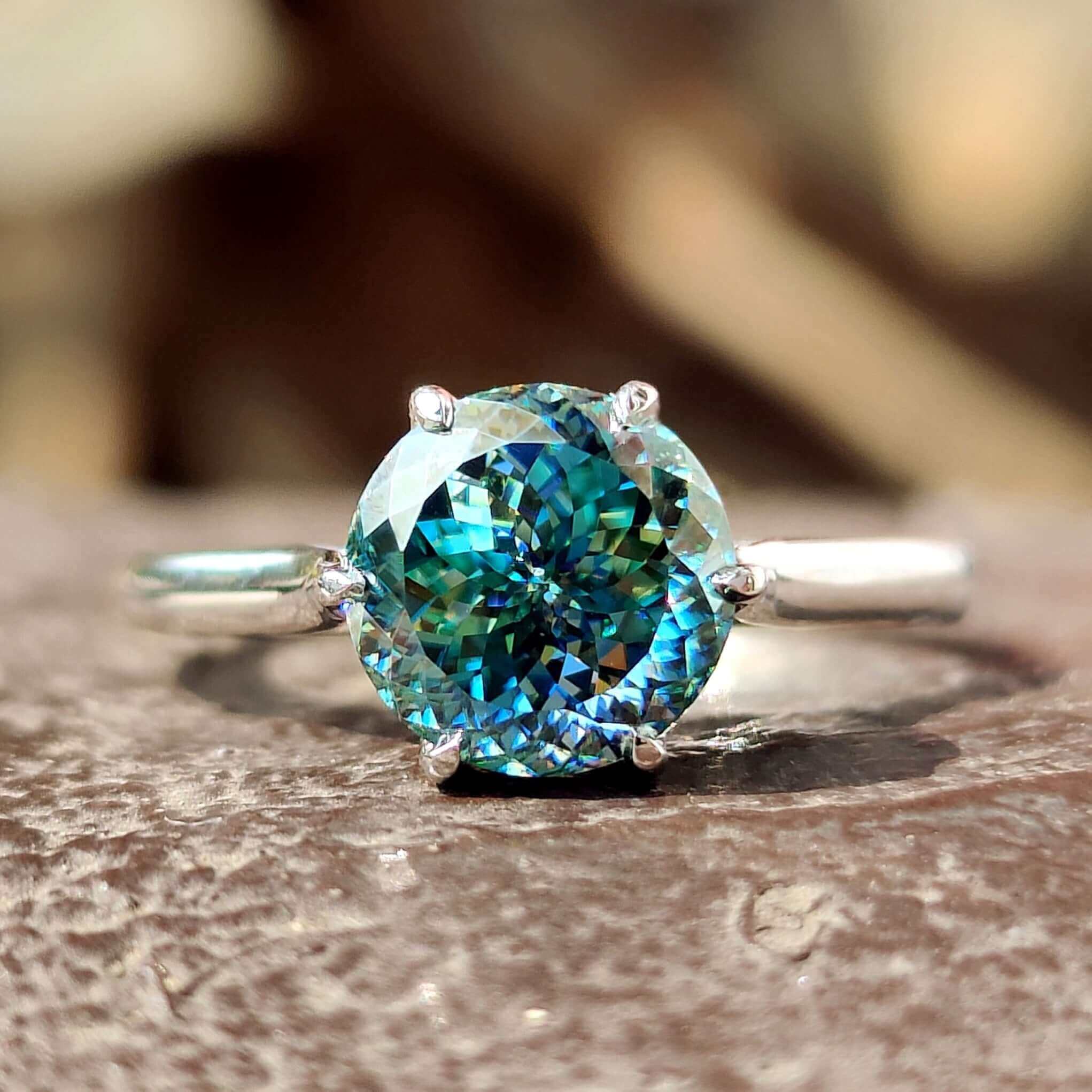 Blue solitaire diamond ring Clearance