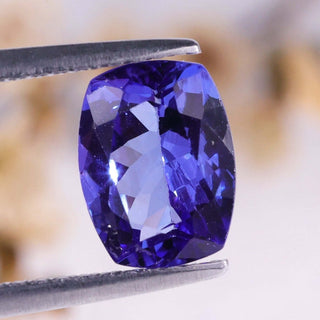 Cushion Tanzanite Birthstone with 1.54 carat weight shown as a loose gemstones option for December gem stone lovers.