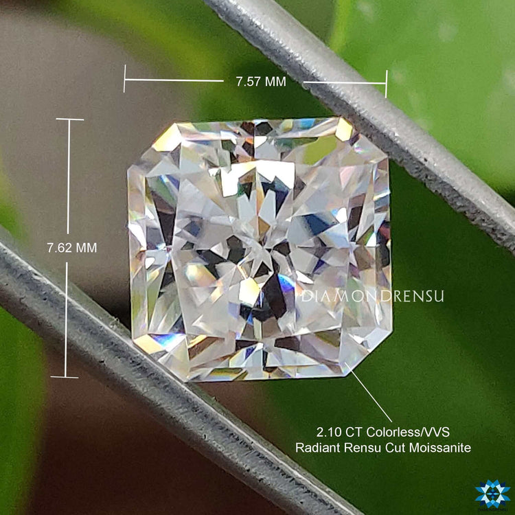 Buy Moissanite stone in Square Radiant Rensu Cut made by Diamondrensu for custom designs.
