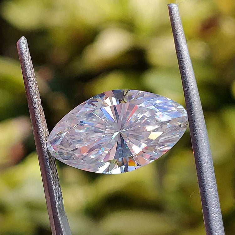 Moval Cut Moissanite in 3.43 carat Moissanite designed for engagement rings by Diamondrensu Moissanite.