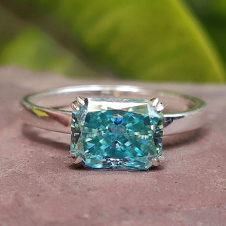Radiant Cut Moissanite Ring with a brilliant shine.