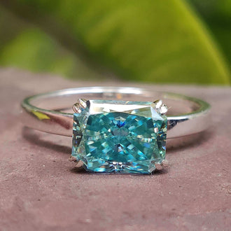 Radiant Cut Moissanite Ring with a brilliant shine.