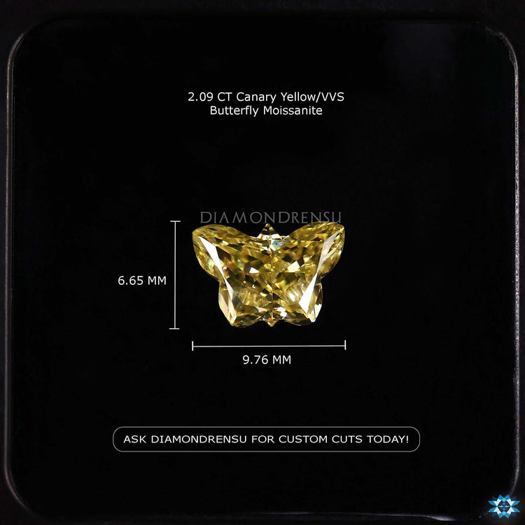 Unique Butterfly cut stone with antique yellow brilliance.