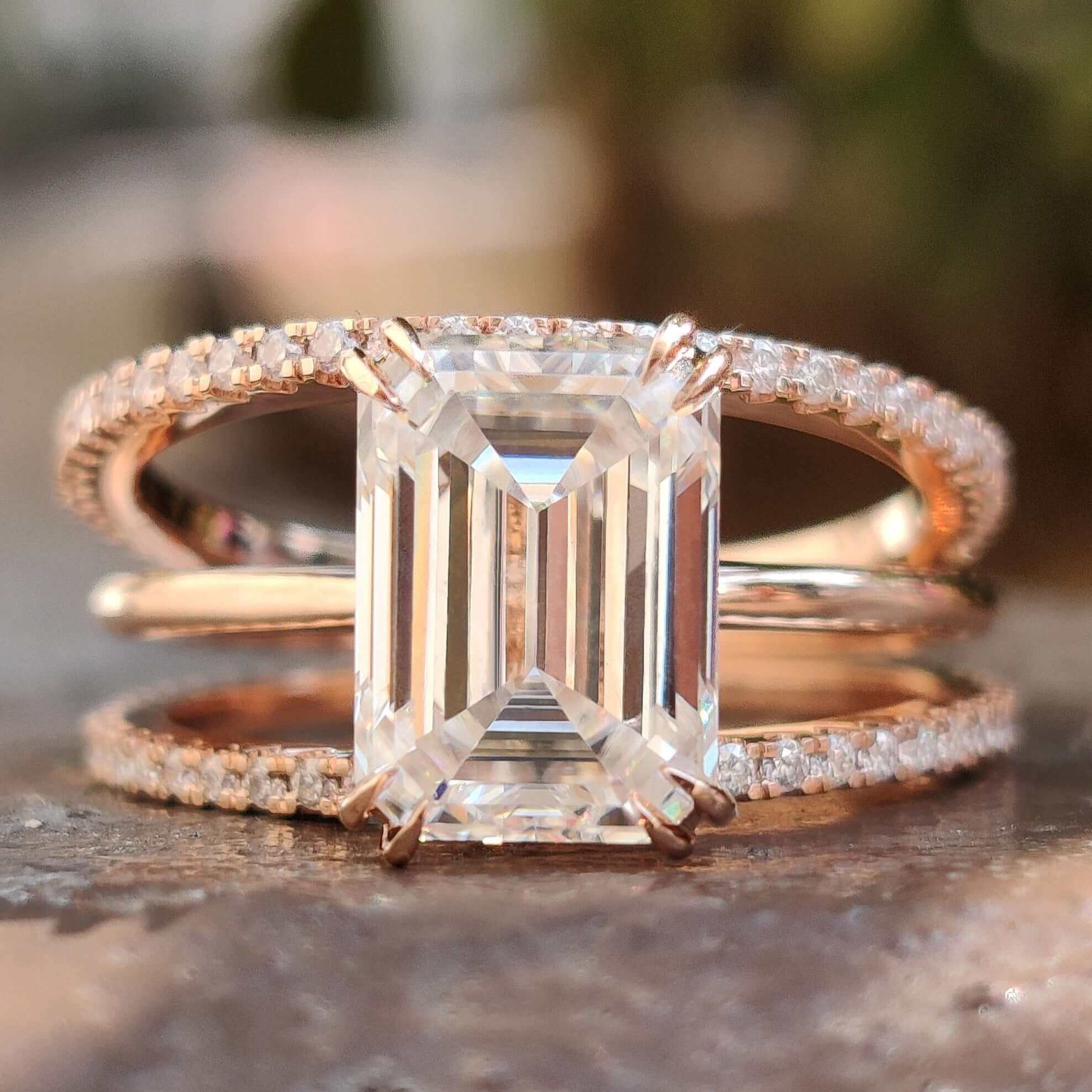 Emerald cut diamond wedding set Clearance