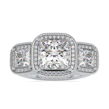 Princess cut engagement ring in rose gold with side stones