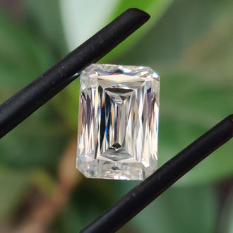 Criss cut moissanite sparkling with moissanite stone brilliance.