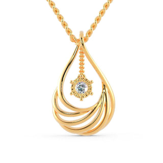 The teardrop pendant offers a sleek and elegant design.