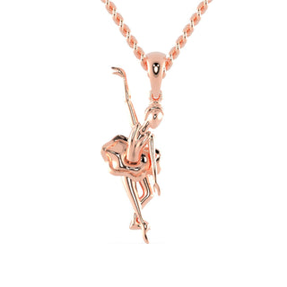 Ballerina gold pendant with delicate dancing figure, handmade design