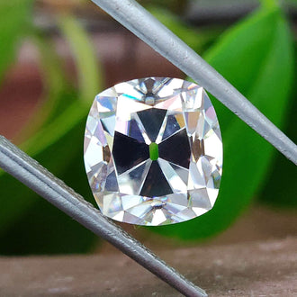 Cushion Old Mine Cut Moissanite in 3.82 carat Moissanite crafted for statement rings by Diamondrensu Moissanite.
