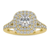 Split shank engagement ring featuring a Lab Grown Diamond and a four prong ring setting.