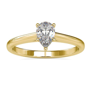 Pear cut engagement ring featuring a Lab Grown Diamond with a five prong ring setting.