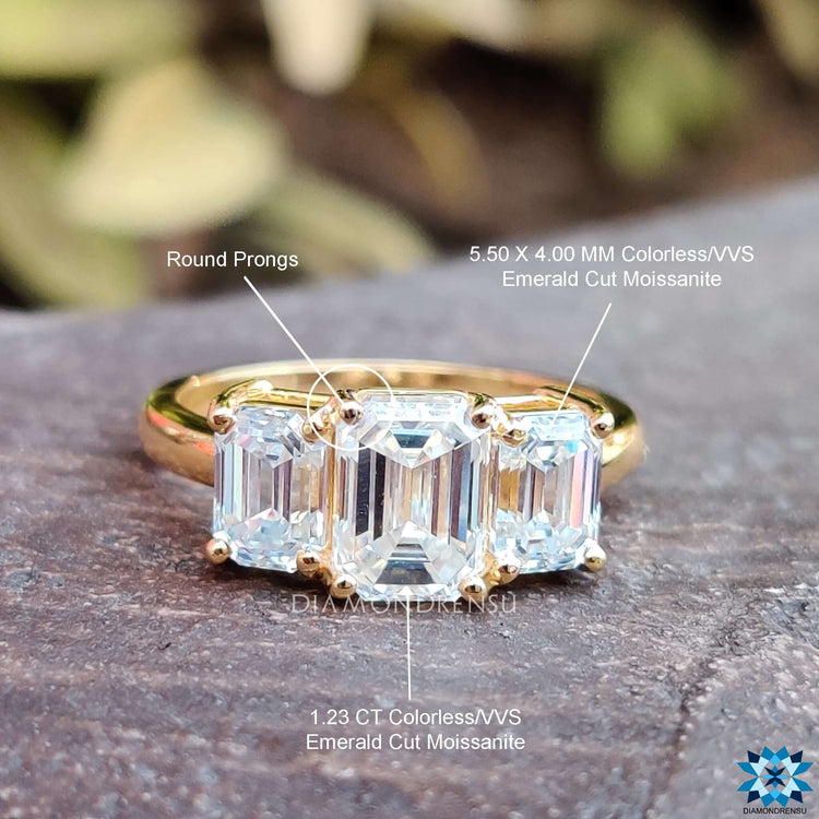 Diamondrensu UK ring emerald cut moissanite ring