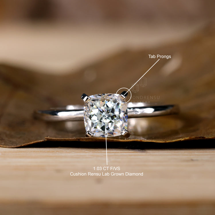 cushion rensu solitaire ring