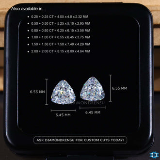 Loose moissanite crafted in Trillion Step Cut with Pair Of Stones format.