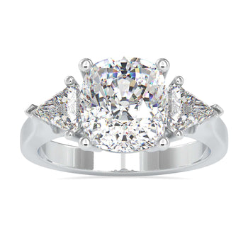 Cushion cut engagement ring with 3 carat cushion cut diamond center
