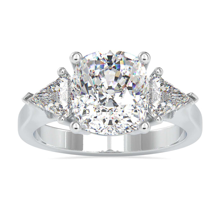 Cushion cut engagement ring with 3 carat cushion cut diamond center