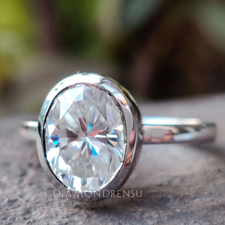 Oval Moissanite Ring with a brilliant shine, perfect for proposals.