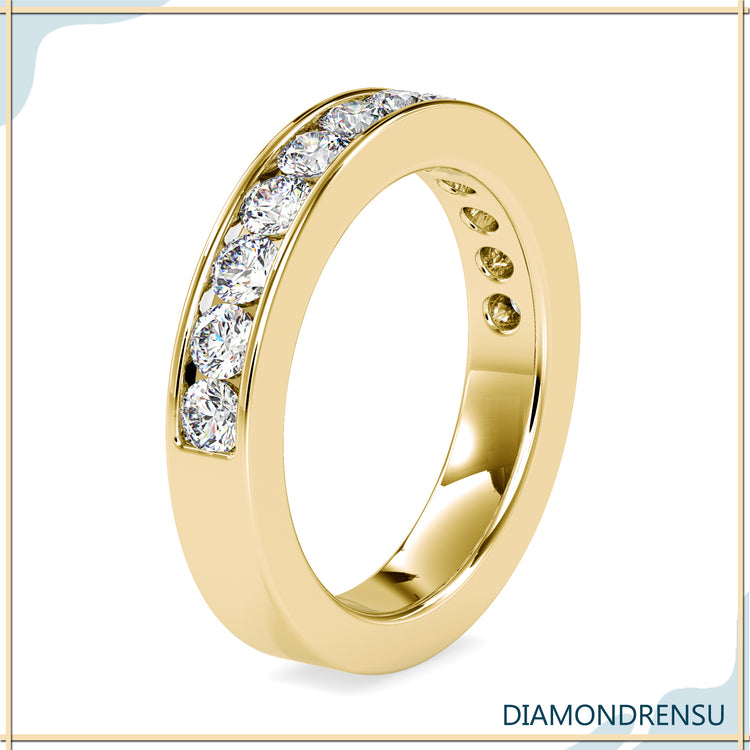 Half eternity diamond ring with handmade jewelry craftsmanship