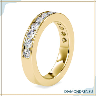 Half eternity diamond ring with handmade jewelry craftsmanship