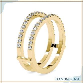 Ring guard wedding ring in rose gold, enhances any engagement ring
