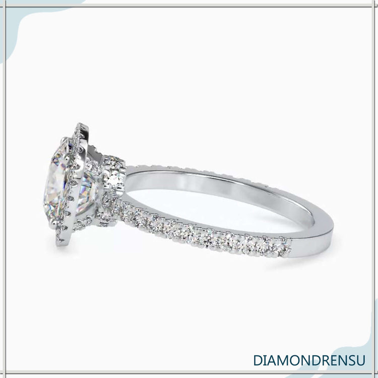 Pave engagement ring with brilliant diamonds for a sophisticated style.