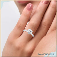 Six prong round engagement ring with lab grown diamond