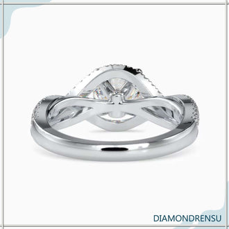 Lab grown diamond ring with a 2 carat round brilliant cut diamond and unique engagement ring designs.