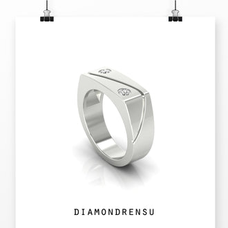 Gold wedding band with two stones, ideal for a modern men’s style.